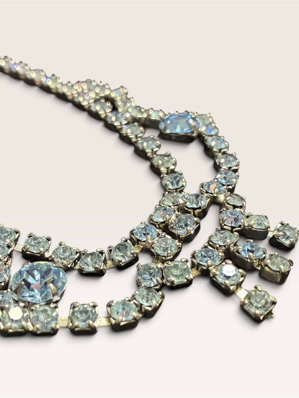 Light Blue Rhinestone Statement Necklace - Picture 3 of 5